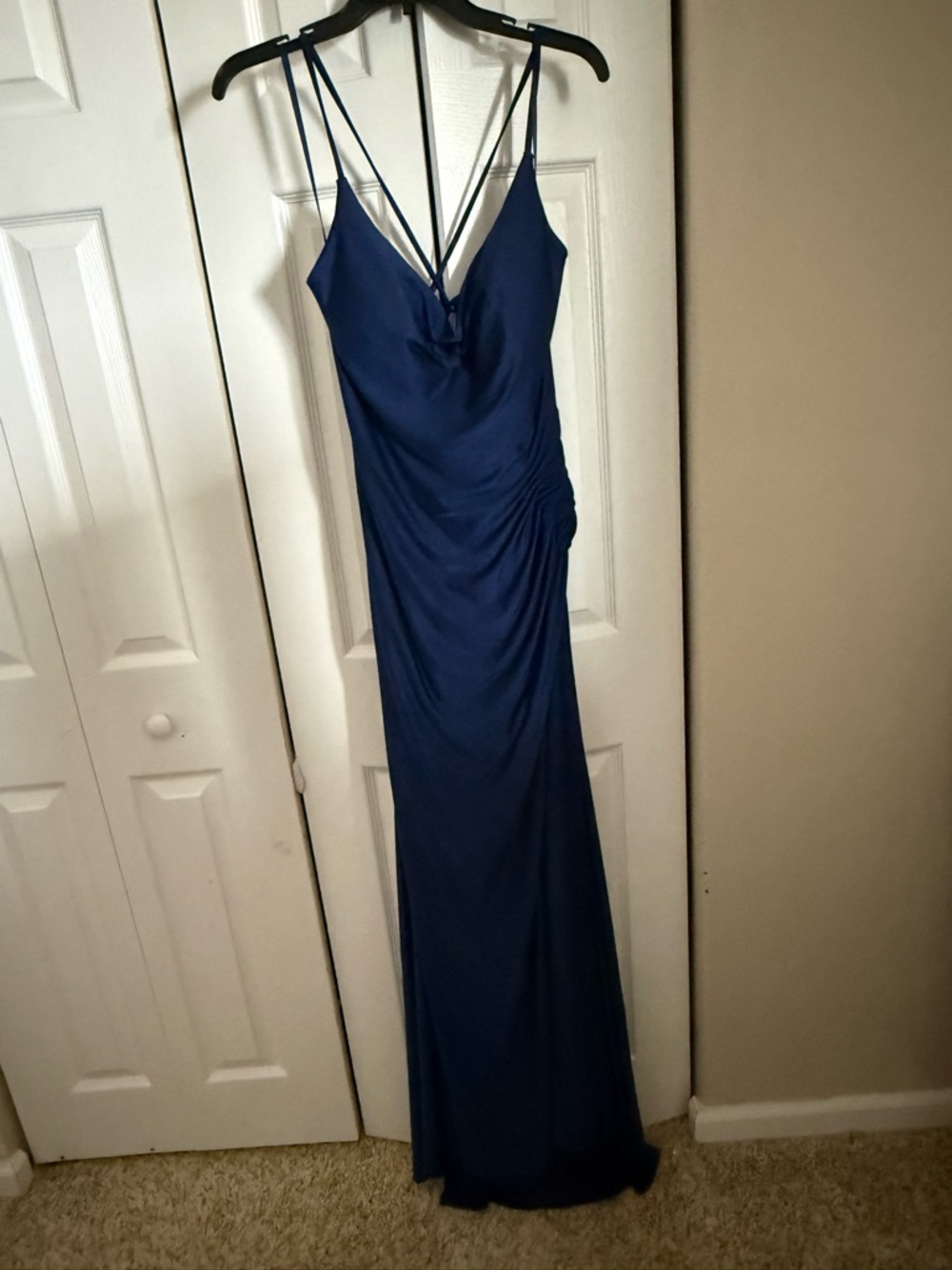 GB girls Navy Blue Cowl Slip Evening Gown